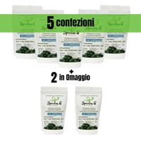 OFFERTA SPECIALE: 5 confezioni di SpirulinaG da 100 compresse + 2 confezioni in OMAGGIO | Spirulina ITALIANA PURA 100%